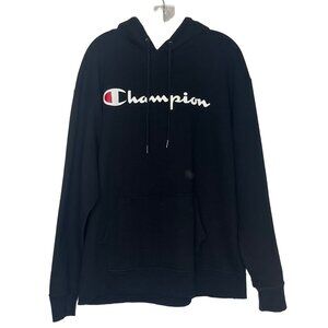 Champion Hoodie Mens XL Black Spell Out Athletic Workout